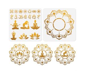 DOODLREAM 21 Styles Chakras Yoga Stencils for Painting, 30×30cm Reusable Free Combined Stencil Drawing Templates, Mandala Flower DIY Craft Paint Templates for Wall Home Decor Canvas Journal Card