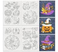 DOODLREAM 21Pcs Halloween Wizard Hat Water Soluble Hand Sewing Stabilizers, 21 x 29.7cm Vine Witch Embroidery Pattern Stabilizer, 4 Sheets Halloween Stick and Stitch Embroidery Paper Sticker