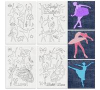 DOODLREAM 22Pcs Ballet Dancer Water Soluble Hand Sewing Stabilizers, 21 x 29.7cm Ballerina Embroidery Pattern Stabilizer, 4 Sheets Ballet Dance Stick and Stitch Embroidery Paper Sticker