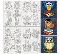 DOODLREAM 22Pcs Owl Embroidery Pattern Stabilizer, 21 x 29.7cm Owl Flower Soluble Stick and Stitch Embroidery Sticker, 4 Sheets Bird Water Hand Sewing DIY Embroidery Paper
