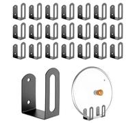 DOODLREAM 24 Pcs Pot Lid Holder, Black Carbon Steel Kitchen Organizer, Multi-Purpose Wall Mounted Rack for Cabinet Door and Under Cabinet, Cutting Board Storage for Countertop