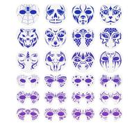 Doodlream 24pcs Halloween Animals Face Paint Stencils, Animals Face Reusable Plastic Facial Painting Stencils, Butterflies Unicorns Lions Body Paint Templates for Holiday Party Makeup