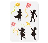 DOODLREAM 29.7 x 21cm Fly a Kite Wall Stencil Templates, Reusable Plastic Banksy Street Draffiti Stencils for Painting on Wood Wall Floor Tile Fabric Glass Furniture DIY Home Decor Template