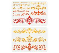 Doodlream 2Pcs Baroque Stencils, Vintage Reusable Painting Templates