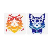 Doodlream 2pcs Cat Head Wall Stencils for Painting, 30 x 30cm Cute Kitten Face Reusable Stencil for Wood Burning, Paint Templates DIY Craft Art Stencils on Wall Wood Fabric Canvas Furniture Journal