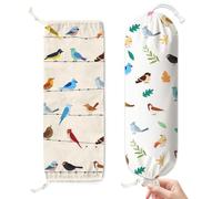 Doodlream 2PCS Colorful Birds Plastic Bag Holder, Cute Birds Hanging Grocery Bag Organizer with Drawstring Bottom, 58.5 x 23 cm Kitchen Large Storage Bags Dispenser Canvas Reusable Washable