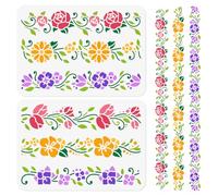 DOODLREAM 2Pcs Flower Vine Stencils for Painting, 29.7 x 21cm Reusable Plastic Floral Stencil Drawing Templates,DIY Craft Paint Templates for Wall Home Decor Wood Burning Card Canvas Journal Paper