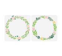 DOODLREAM 2Pcs Laurel Wreath Craft Stencil Templates 30 x 30cm Reusable Plastic Leaf Pattern Stencils for Painting on Wood Wall Floor Fabric Glass Furniture, DIY Home Decor Stencil