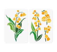 DOODLREAM 2Pcs Lily of The Valley Stencils for Painting, 29.7 x 21cm Reusable Plastic Flower Stencil Drawing Templates, DIY Craft Paint Templates for Wall Home Decor Wood Burning Card Canvas Journal