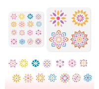 Doodlream 2Pcs Mini Mandala Flower Stencil for Painting Floral Stencil Drawing Template, Datura Flower DIY Craft Paint Template for Wall Home Decor Wood Burning Card Journal Canvas 25×25cm