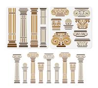 DOODLREAM 2Pcs Rome Ancient Column Stencils for Painting, 30 x 30cm Plastic Roman Column Stencil Drawing Template, Composable DIY Craft Paint Templates for Wall Home Decor Wood Burning Canvas