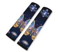 Doodlream 2Pcs Soft Auto Seat Belt Cover Pad Colorful Butterfly Print Car Seatbelt Shoulder Cushion for Comfortable Driving, Compatible with All Cars' Seatbelt and Backpack Straps
