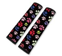 Doodlream 2Pcs Soft Auto Seat Belt Cover Pad Cute Dog Paw Print Colorful Car Seatbelt Shoulder Cushion for Comfortable Driving, Compatible with All Cars' Seatbelt and Backpack Straps
