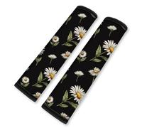 Doodlream 2Pcs Soft Auto Seat Belt Cover Pad Daisy Flower Print Car Seatbelt Shoulder Cushion for Comfortable Driving, Compatible with All Cars' Seatbelt and Backpack Straps