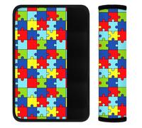 Doodlream 2Pcs Soft Auto Seat Belt Cover Pad, Rainbow Block Car Seatbelt Shoulder Cushion for Comfortable Driving, Compatible with All Cars' Seatbelt and Backpack Straps 28x18.6cm