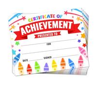 Doodlream 30 Colorful Certificate of Achievement Completion Award Recognition Paper, 25 x 20cm Blank Student Sports Award Preschool Kindergarten Graduation Certificates