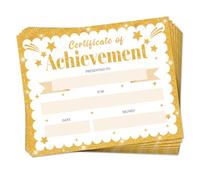 Doodlream 30 Golden Star Certificate of Achievement Completion Award Recognition Paper, 25 x 20cm Blank Preschool Kindergarten Graduation Diploma Certificates Student Sports Activities Award
