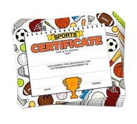 Doodlream 30 Pcs Balls Themed Sports Certificate of Achievement Completion Award Recognition Paper, 25 x 20 cm Blank Student Ball Sport Certificates