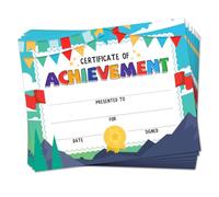 Doodlream 30 Pcs Colorful Flags Certificate of Achievement Completion Award Recognition Paper, 25 x 20 cm Blank Student Sports Study Award Preschool Kindergarten Graduation Certificates