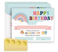 Doodlream 30 Pcs Rainbow Happy Birthday Certificate Paper for Students with 32 Pcs Gold Foil Stickers, 20 x 25 cm Certificate Paper for Primary School Kindergarten Teacher Supplies