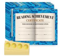 Doodlream 30 Pcs Reading Certificate of Achievement Completion Award Recognition Paper with 32 Pcs Gold Foil Stickers, 25 x 20 cm Blank Student Activities Award Preschool Kindergarten Certificates