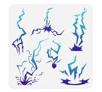 DOODLREAM 30 x 30cm Lightning Wall Stencil Templates Thunder Bolt Reusable Plastic Stencils Weather Nature Storm for Painting on Wood Floor Tile Fabric Glass Furniture DIY Home Decor Template