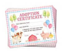 Doodlream 30Pcs Animal Adoption Certificates, 25x20cm Blank Award for Pet Adoption Party Decoration, Cute Dog and Cat Certificate Paper