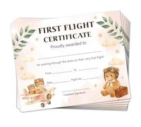 Doodlream 30Pcs First Flight Certificates, 25x20cm Blank Award for First Airplane Adventure, Cartoon Pattern Certificate Paper for Airlines and Travel Agencies