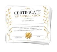 Doodlream 30Pcs Gold Leaf Appreciation Certificates, 25x20cm Blank Gold & White Elegant Recognition Award, Certificate Paper for Business Keepsakes & Special Occasions