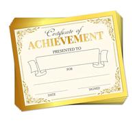DOODLREAM 30Pcs Golden Foil Leaf Achievement Certificates 30 x 20 cm | Blank Luxury Gold Border Award Paper for Classroom Rewards, Student Honors & School Celebration Occasions