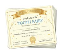 Doodlream 30Pcs Tooth Fairy Certificates, 25x20cm Blank Gold Tooth Award for First Teeth Loss, Star Certificate Paper for Both Home and Educational Settings