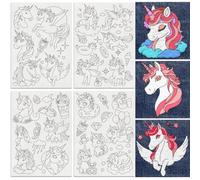 DOODLREAM 30Pcs Unicorn Embroidery Pattern Stabilizer, 8.3"x11.7" Water Soluble Stick and Stitch Embroidery Sticker, 4 Sheets Hand Sewing DIY Embroidery Paper