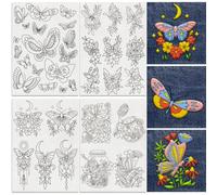 DOODLREAM 36Pcs Butterfly 4 Sheets Water Soluble Embroidery Pattern Stabilizers, Stick and Stitch Embroidery Stickers, Hand Sewing DIY Butterfly Embroidery Transfer Papers