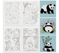 DOODLREAM 36Pcs Panda Bamboo Water Soluble Hand Sewing Stabilizers, 21 x 29.7cm Animal Embroidery Pattern Stabilizer, 4 Sheets Cute Panda Stick and Stitch Embroidery Paper Sticker