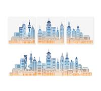 DOODLREAM 3pcs Skyline City Building Wall Stencil Templates, 30 x 30cm Skyscraper Cityscape Reusable Stencil for Painting on Wood Floor Tile Fabric Glass Furniture Splicing DIY Home Decor Template