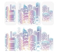 Doodlream 3Pcs Skyscraper Cityscape Skyline City Buildings Stencils Template DIY Crafts Reusable Plastic Stencils for Painting on Walls Floors Fabric Furniture Glass
