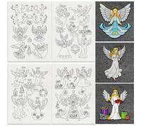 DOODLREAM 4 Sheets Christmas Angels Stitch Stabilizer 21 x 29.7 cm