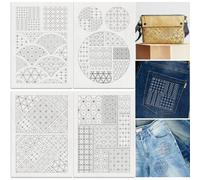 DOODLREAM 4 Sheets Sashiko Geometric Stitch Stabilizer 21 x 29.7 cm