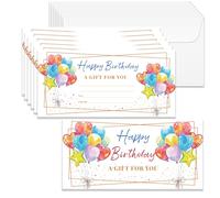 Doodlream 40 Sets Birthday Gift Certificates with Envelopes, 17 x 8.5 cm Blank Colored Balloons Card for Family Friends, Vouchers for Business Restaurants Spa Beauty Makeup Hair Salon