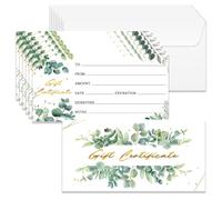 Doodlream 40 Sets Blank Gift Certificates for Business with Envelopes 17 x 8.5 cm Green Leaf Gift Cards Vouchers for Holiday Birthday Spa Beauty Makeup Salon, Work Gift Card