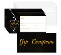 Doodlream 40 Sets Gift Certificate for Business, Black Love Heart Blank Gift Cards Certificates with Envelopes, 17 x 8.5cm Heart Cards Vouchers for Holiday Birthday, Restaurant, Spa Makeup Salon