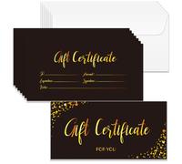 Doodlream 40 Sets Gift Certificate for Business, Blank Gift Cards Certificates with Envelopes, 17 x 8.5 cm Black Gold Cards Vouchers for Holiday, Birthday, Restaurant, Spa Beauty Makeup Hair Salon