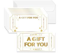 Doodlream 40 Sets Gift Certificate for Business, Blank Gift Cards Certificates with Envelopes, 17 x 8.5 cm Golden Cards Vouchers for Restaurants Spa Beauty Makeup Hair Salon