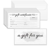 Doodlream 40 Sets Gift Certificate for Business, Blank Gift Cards Certificates with Envelopes, 17 x 8.5 cm Minimalist Gray Cards Vouchers for Holiday Birthday Restaurant Spa Beauty Makeup Hair Salon
