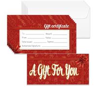 Doodlream 40 Sets Gift Certificate for Business, Blank Gift Cards Certificates with Envelopes, 17 x 8.5 cm Red Ribbon and Gift Box Cards Vouchers for Holiday, Birthday, Restaurant, Spa Makeup Salon