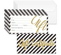 Doodlream 40 Sets Gift Certificate for Business, Blank Gift Cards Certificates with Envelopes, 17 x 8.5 cm Black White Stripes Cards Vouchers for Holiday Birthday Restaurant Spa Beauty Makeup Salon