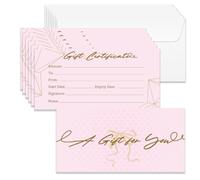 Doodlream 40 Sets Gift Certificate for Business, Pink Heart Blank Gift Cards Certificates with Envelopes, 17 x 8.5cm Line Bow Cards Vouchers for Holiday Birthday, Restaurant, Spa Makeup Salon