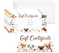 Doodlream 40Pcs Cute Dog Gift Certificates, 17x8.5cm Blank Animal Gift Cards for Business, Custom Client Vouchers with Envelopes for Birthday, Spa, Massage and Salon