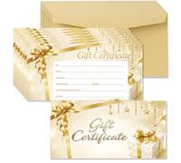 Doodlream 40Pcs Golden Star Gift Certificates, 17x8.5cm Blank Gift Cards for Business, Custom Client Vouchers with Envelopes for Birthday Surprises, Graduation Gifts
