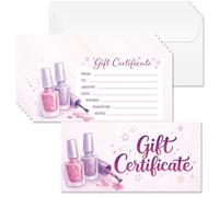 Doodlream 40Pcs Manicure Gift Certificates, 17x8.5cm Blank Nail Polish Gift Cards for Business, Custom Client Vouchers with Envelopes for Birthday Surprises, Graduation Gifts